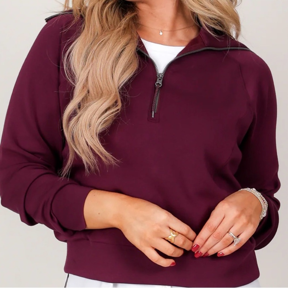 SPANX Airessentuals Burgundy Half-Zip athletic pullover